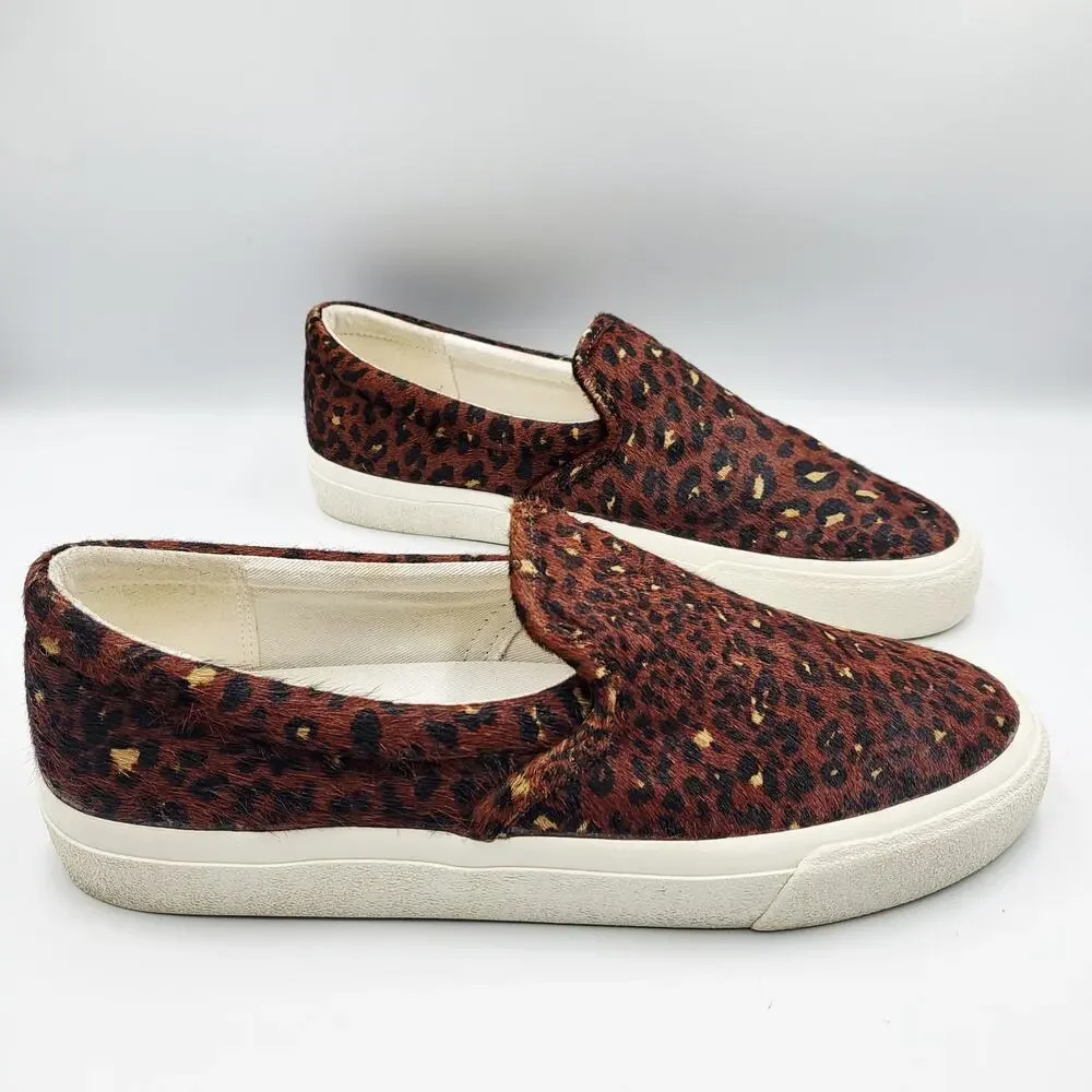 Madewell Sidewalk Women's 9.5 Men's 8 Brown Leopard Print Calf Hair Sneakers